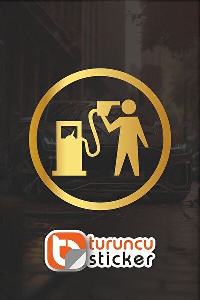 Turuncu Sticker ملصق غطاء خزان البنزين 12.5x12.5 سم - السيارة - المحرك - اللا...