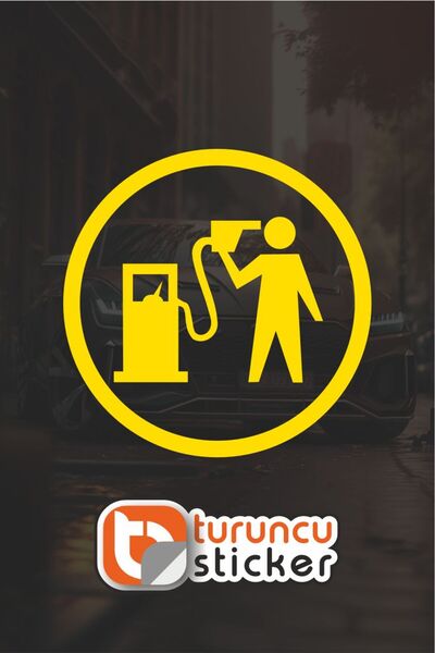 Turuncu Sticker ملصق غطاء خزان البنزين 12.5x12.5 سم - السيارة - المحرك - اللا...