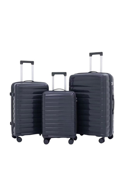 POGAGO 3 Piece PP Hard Shell Luggage Set with 360° Wheels & Aluminium Handle ...