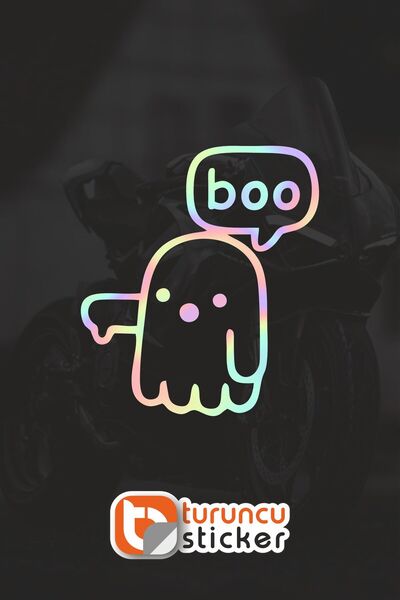 Turuncu Sticker ملصق Boo Ghost مقاس 5x5.5 سم - ملصق للسيارة - المحرك - الكمبي...