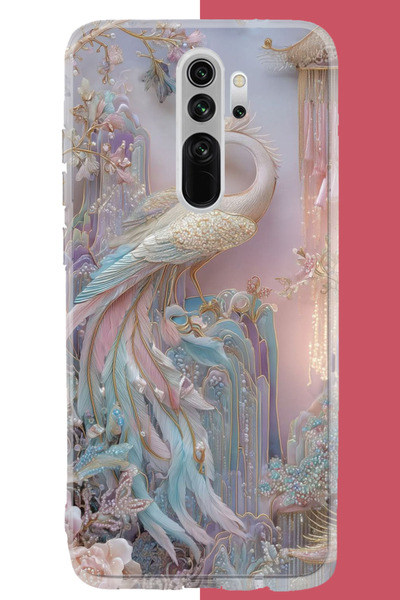 Aksesuarist Redmi Note 8 Pro Uyumlu kristal kuğu UV Baskılı Silikon Kılıf