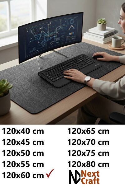 Next Craft Desk Protector Mouse Pad Large Felt Gaming Mat 3mm Anthracite Color