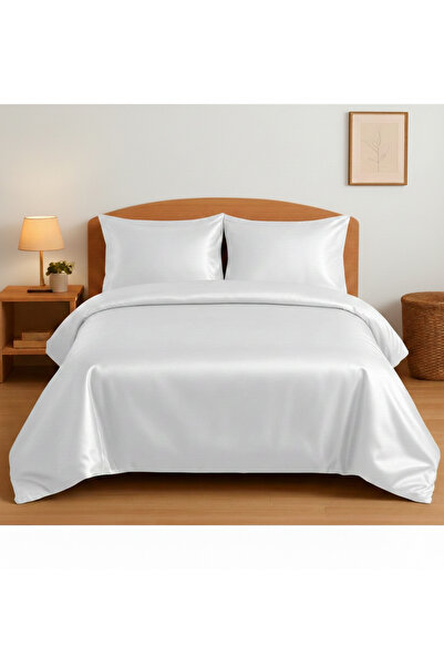 Alisy Home Alisy Fitted Sheet 100% Cotton Double Size Satin Duvet Cover Set W...