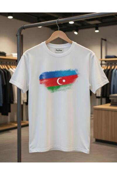 playwear تي شيرت أسود فضفاض للجنسين مطبوع عليه علم أذربيجان