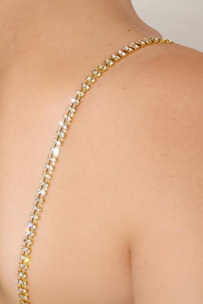 OEM Bretele reglabile sutien, rochie cu doua randuri de strasuri argintii