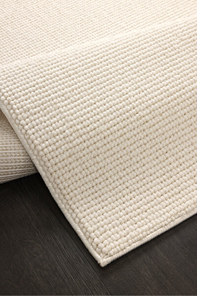 Colore Home Bukle Loop Yumuşak Kaymaz Taban Krem Renk Halı Kesme Bukle Yolluk