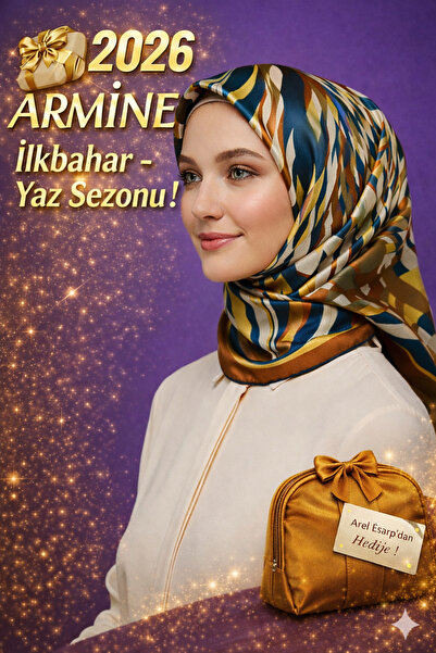 Armine %100 Sura Pure Silk Scarf 90X90 New Season 2026 Spring Summer - 9507D0...