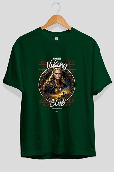 Ankhises Viking Mythology 1 Pre-Printed Green Oversize T-Shirt Men Women Cott...
