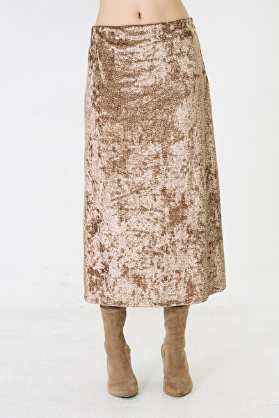 FARBE ER FASHION Narrow Leopard Velvet Skirt