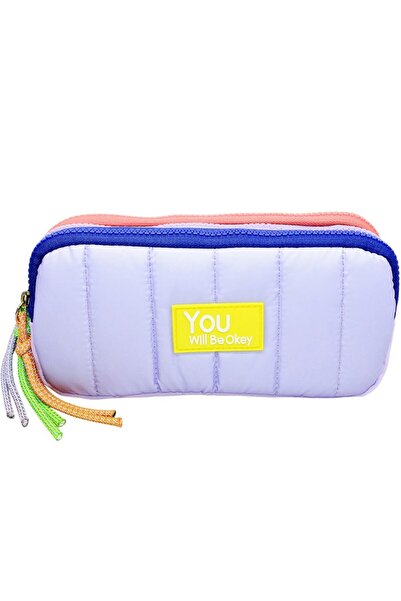 Limmy Pencil Case with Colorful Zipper, Soft Interior, Three Compartments - Blue
