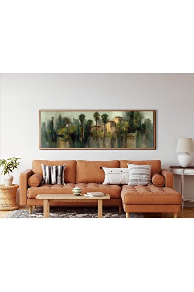woodhomeworks Tek Parça Gerçek Ahşap Yatay Panorama Çerçeveli Tablo