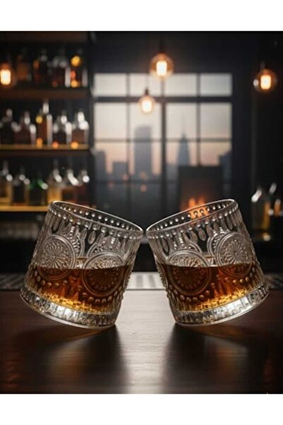 çukurova home كأس كوكتيل ويسكي زجاجي دوار 360 درجة، طقم من 6 قطع، سعة 160 مل