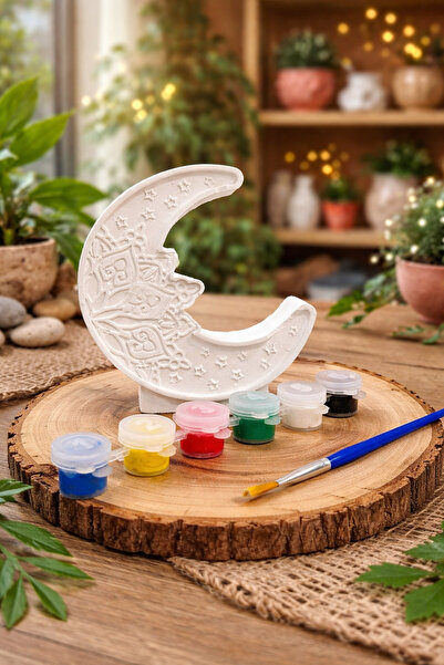 Defne 1 adet 6 renk boya ve 1 adet fırça. Ramazan temalı obje seti