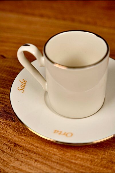 Vivas Sade, orta, şekerli işaretli 2’li Türk kahve fincan seti( 2 fincan ve 2...