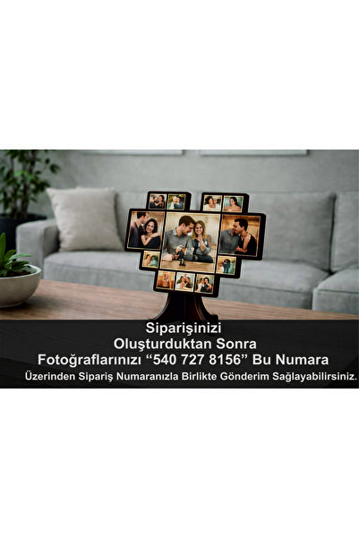 Kişiye Özel 13 Fotoğraflı Kalpli Masaüstü Tablo