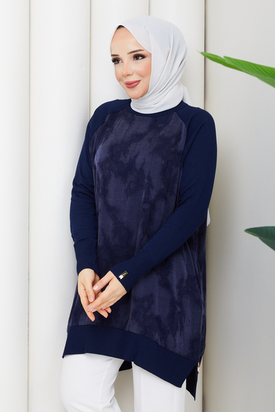 Pamuk Butik Women's Brush Patterned Silk Kupra Tunic