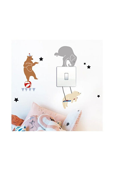 PETIT-ATELlER Petit Atelier Circus Animals Light Switch Sticker Kids Room Bea...