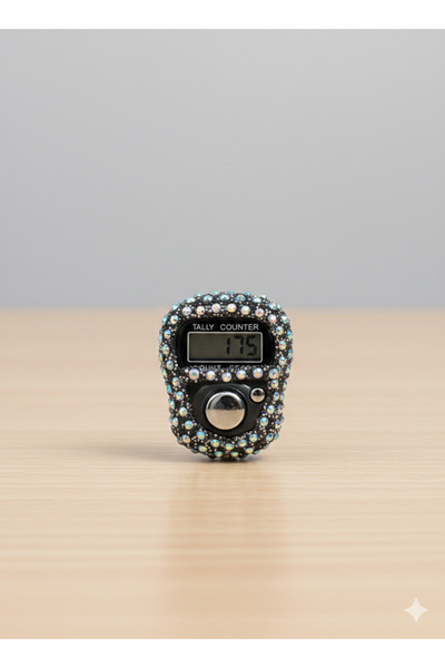 Leytin Taşlı Dijital Zikirmatik | Kristal Taş İşlemeli Tally Counter |