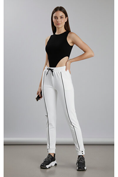 Green Hill Stripe Detailed Snap Detailed Sweatpants