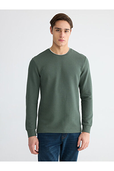 LC Waikiki Rmz Gi̇yi̇m Farkiyla Zero Roba Collar Long Sleeve Men's T-Shirt