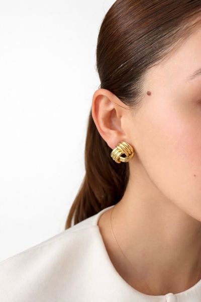 Ressia 14 K Gold Üçlü Burgu Figür Mini Sarmal Küpe