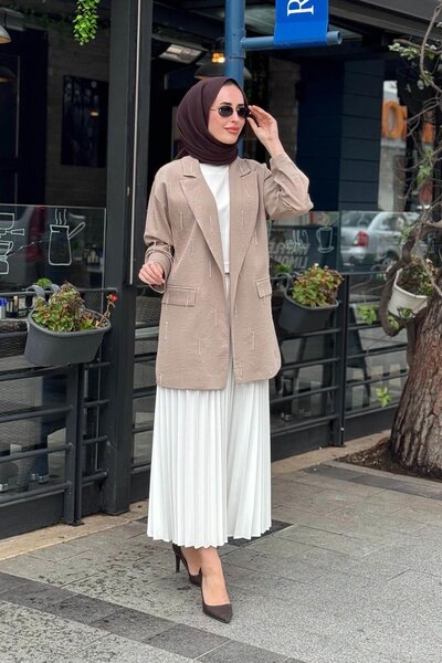 Moodbasic Keten Ceket MB04.79 Vizon