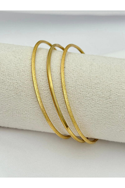 1881 STORE سوار ذهبي مموج من جولد سيملي - سوار فولاذي بمشبك بسيط (لا يسبب الت...