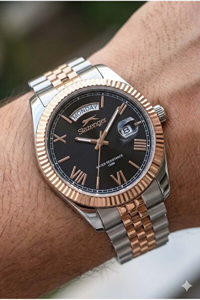 Slazenger Day Date Design Men's Wristwatch |   41mm, Stainless Steel Band, 10Atm