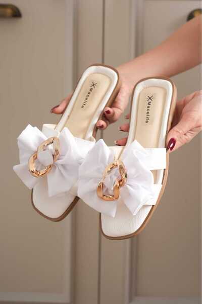 Macelife Women's Slippers with Bow Detail