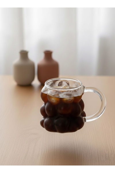 Emal Home Borosilicate Bead Design Glass Mug with Handle - 300 ml Heat Resist...