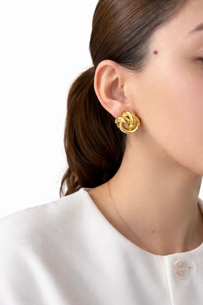 Ressia 14 K Gold Düğüm Model Orta Boy Küpe