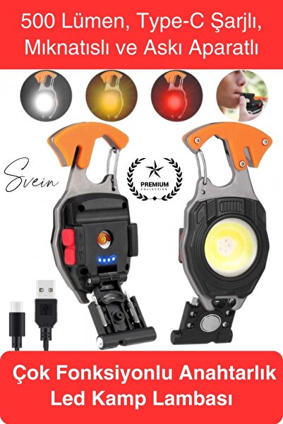 Svein #LedLamba 500 Lümen Çok Fonksiyonlu Anahtarlık Kamp Lambası Type-C Mıkn...