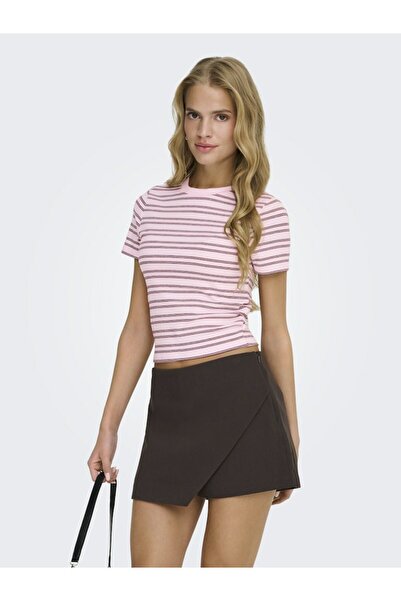 ONLY Tricou roz Onllupe S/s cu dungi pentru femei Jrs 15365524-Pinklady