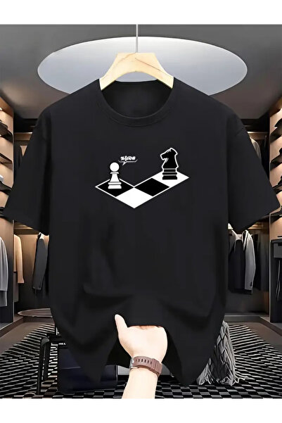 Rayan & Hoor Style Black Printed Oversize Cotton Crew Neck T-Shirt