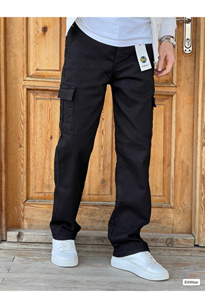 ElitWear Erkek Kargo Cepli Baggy Gabardin Beli Kemerli Pantolon