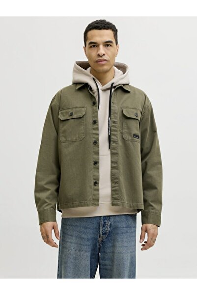 Jack & Jones Cămașă tip overshirt pentru bărbați, verde, Jcoben Classic Fusio...