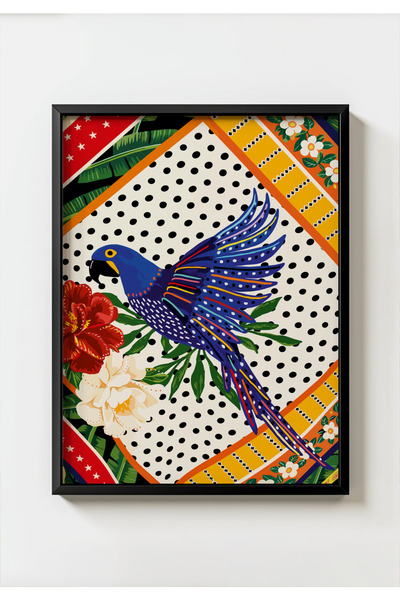MIOVI WORKS Papagal tropical |   Tablou cu poster boem modern, colorat, cu fl...
