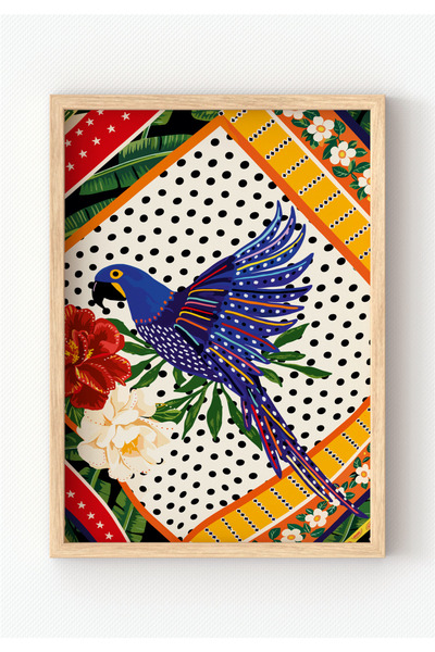 MIOVI WORKS Papagal tropical |   Tablou cu poster boem modern, colorat, cu pa...