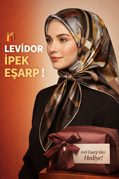 Levidor وشاح حرير تويل 100% أسود - بني (حرير نقي، 90×90، بناء غير قابل للانزلاق)