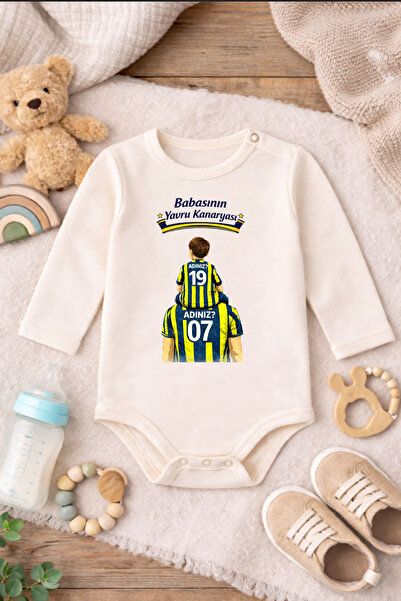 ModaXen Bebek Zıbın Komik Yazılı Baba Oğul Kanarya İsimli Baskılı %100 Pamuk ...