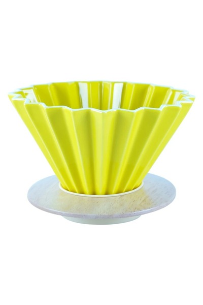 ecocoffee Glass filter funnel with wooden base - Size 04 - Yellow