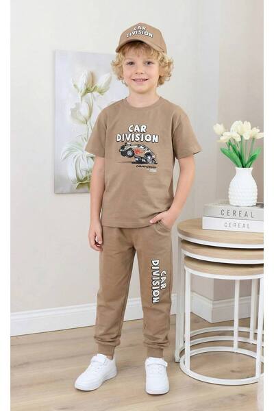 Milanlı Kids Boy's Summer Top and Bottom Set with Hat as a Gift