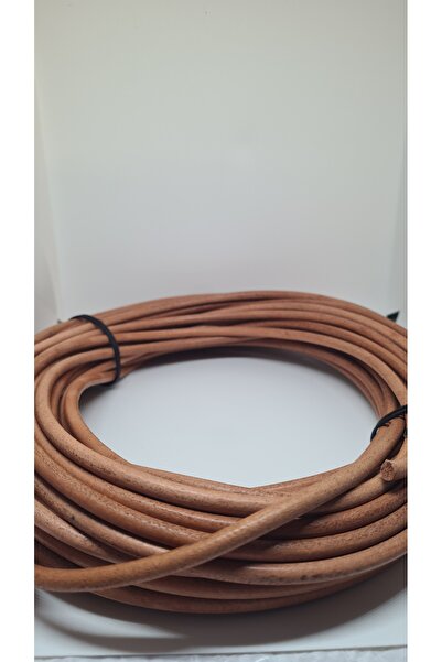 Nemma Deri 5 mm yuvarlak deri ip-sırım Naturel (3 metre)