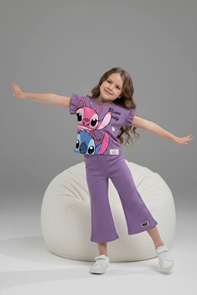 ARBİ kids Girls' Short-Sleeved, Wide-Leg Two-Piece Set