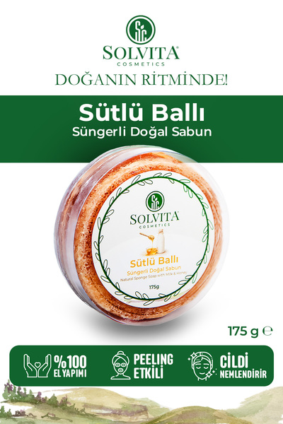 Solvita Sütlü Ballı Süngerli Doğal Sabun – Premium Bakım & Yumuşak Köpük | 17...