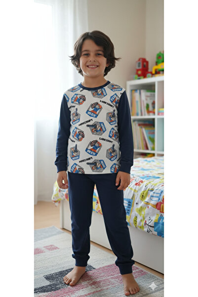 CUBBUX Детски памучен комплект пижама с дълги ръкави и шарки