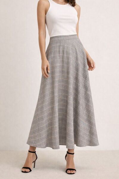 Marjinal Kadın Ekose Çizgili Kumaş Etek