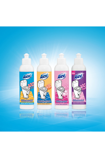 ASEVI Set 4x Toilet Freshener 24h, Classic, Elegant, Purple, Chicle, 200 ml