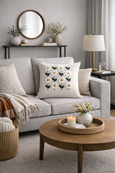 Bikaya Home 2-компонентна бродерирана декоративна калъфка за възглавница | Мо...