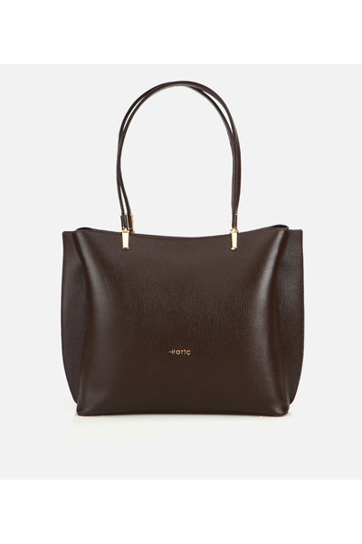 Hotiç Kadın Deri Kahverengi Gold Detaylı Omuz Çantası